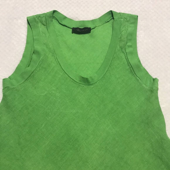 GG Luxe 100% Linen Sleeveless A-line Dress Cover Up Bright Green Size Medium - Picture 3 of 9